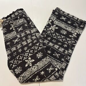 Cali 1850 Womens  Linen Blend Pants Elasticic Waist Beachy Boho Festival Size L